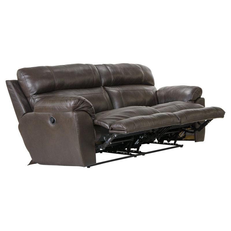 Wade Logan® Alonii 90.5" Leather Match Pillow Top Arm Reclining Sofa